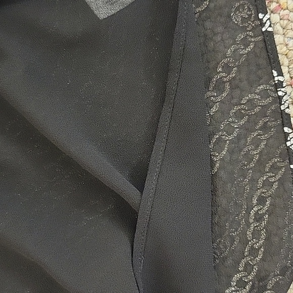 MICHAEL Michael Kors Chain Print Blouse. women's Sheer, PS black silver NWT - Picture 7 of 9